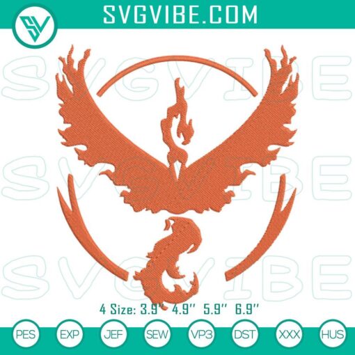 moltres logo embroidery designs mystic fire pokemon embroidery files mockup