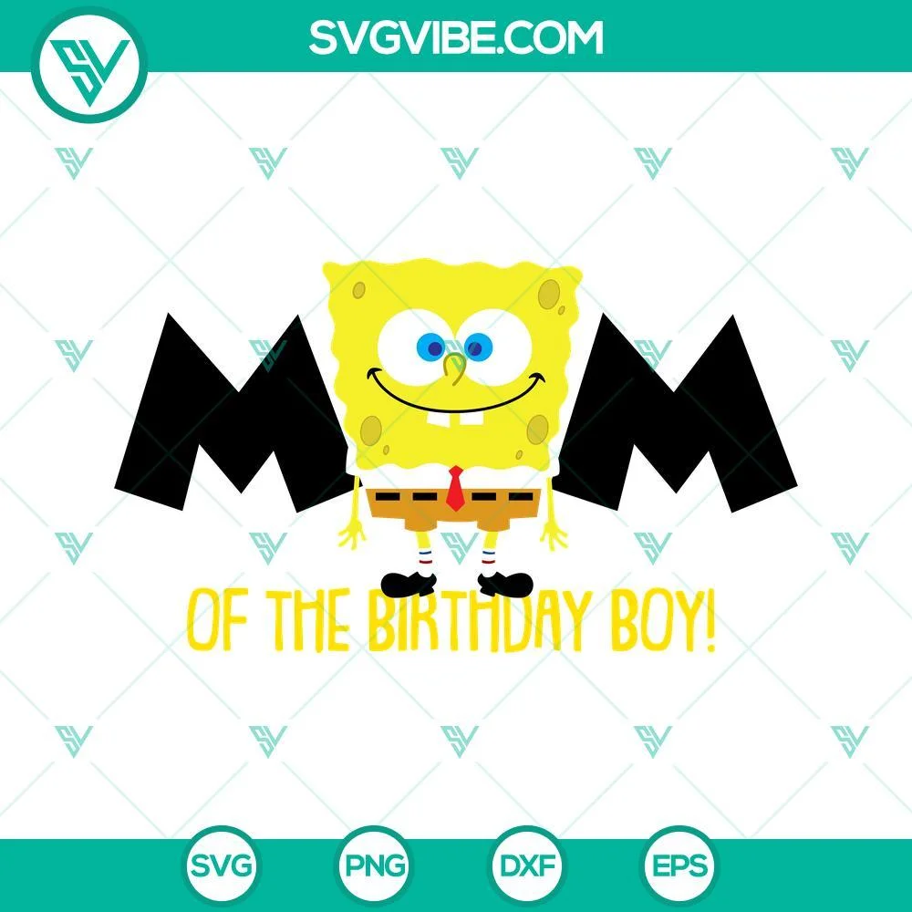 Birthday, Disney, SVG Files, Mom And Dad Of Birthday Boy Spongebob SVG Images, 1