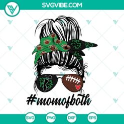 MOM Of Both Cheer And Football SVG Image, Black And Green Team Colors