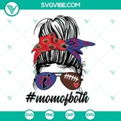 Football, Sports, SVG Files, Cheer And Football MOM Of Both SVG File, Blue 3