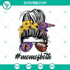 Football, Sports, SVG Files, MOM Of Both SVG File, Messy Bun Cheer Football Mom 1