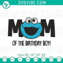 Embroidery Designs, Mom Of The Birthday Boy Cookie Monster Machine Embroidery 2