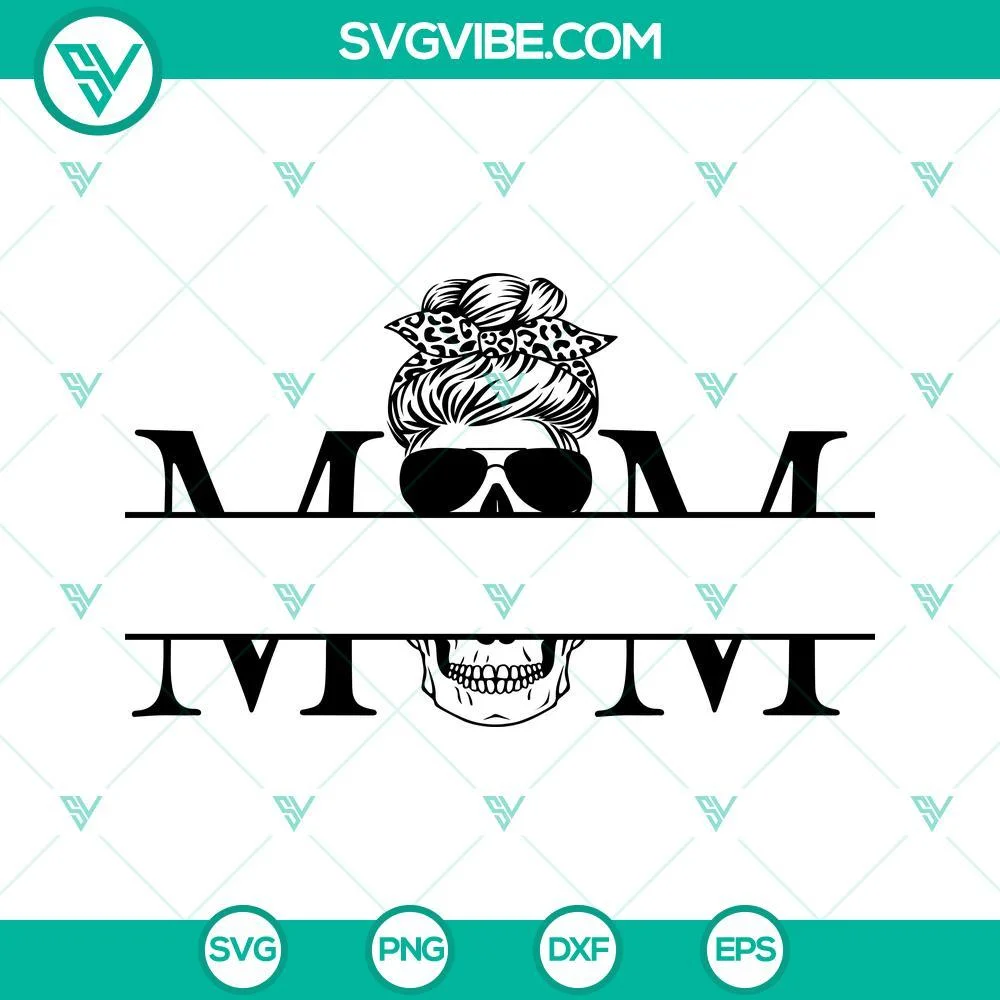 Mothers Day, SVG Files, Mom Skull Monogram SVG Download, Skull Mom SVG Download 1