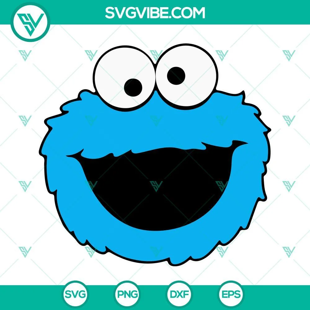 Cartoons, SVG Files, Monster Faces Sesame Street SVG File Bundle, Cookie 7