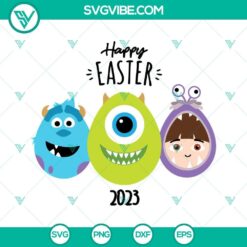 Monster Inc Easter Eggs Happy Easter 2023 SVG Download, Easter Cartoon SVG Download