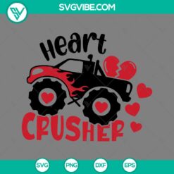 SVG Files, Valentine's Day, Monster Truck Heart Crusher SVG Download PNG EPS 2