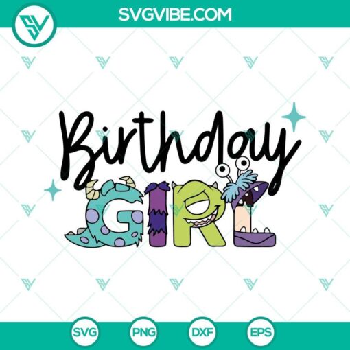 monsters inc birthday girl svg mike and sully birthday svg disney girl birthday party svg png dxf eps 3 mockup