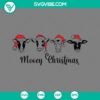 Mooey Christmas SVG with cows wearing Santa hats on Merry Christmas design in PNG EPS DXF files, perfect for holiday crafting.