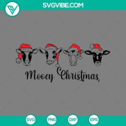 Christmas, SVG Files, Mooey Christmas SVG Download, Cows With Santa Hat Merry 18