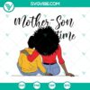 Juneteenth-themed Black Mom and Afro Boy SVG design for Mother-Son time, ideal for digital projects.