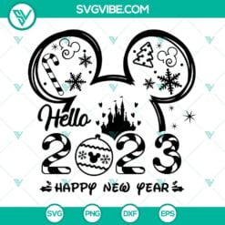 Disney, Happy New Year, SVG Files, Mouse Ears Happy New Year 2023 SVG File, 2