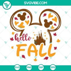 Disney, Fall, SVG Files, Mouse Ears Hello Fall SVG Image For Cricut, Mickey 9