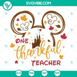 Disney, Fall, School, SVG Files, Teacher, Mouse Ears One Thankful Teacher SVG 10