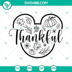 Disney, Fall, Seasons, SVG Files, Thanks Giving, Mouse Head Thankful SVG File, 8