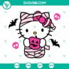 Mummy Hello Kitty Halloween SVG with Pink Pumpkin, perfect for Halloween crafts and decorations.