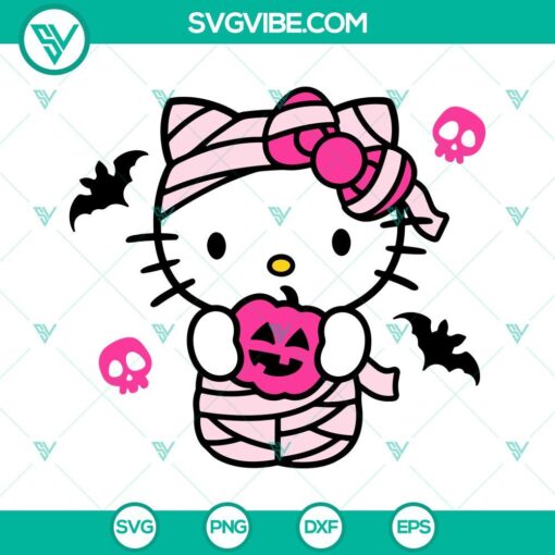 mummy hello kitty halloween svg hello kitty pink pumpkin svg bat skull svg 10 mockup