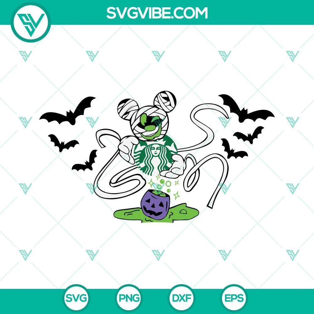 Disney, Halloween, Starbucks Cup Wrap, SVG Files, Mummy Mickey Mouse Starbucks 1