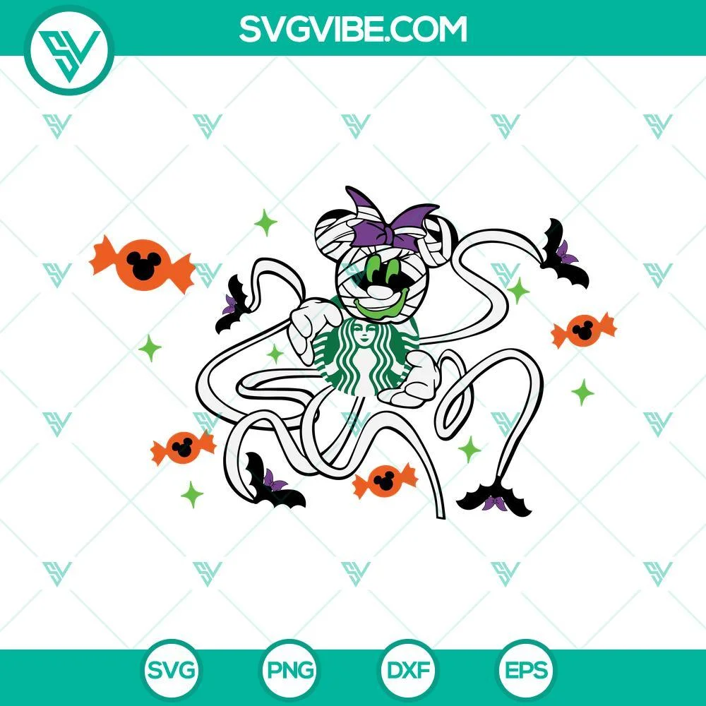 Disney, Halloween, Starbucks Cup Wrap, SVG Files, Mummy Minnie Mouse Starbucks 1