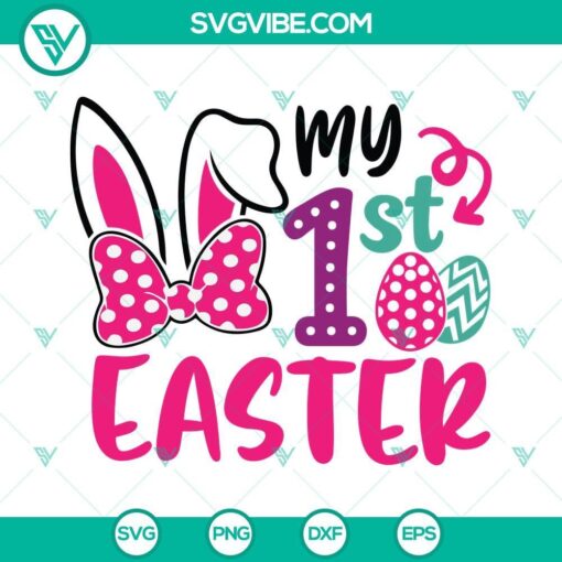 my 1st easter svg my first easter svg baby girl easter svg bunny with bow svg bunny ears svg 2 mockup