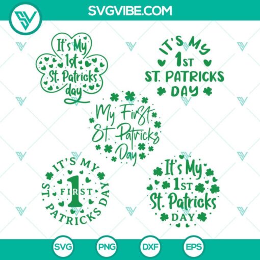 my 1st st patricks day svg bundle first st patricks day svg lucky shamrock svg baby st pattys svg png dxf eps 7 mockup