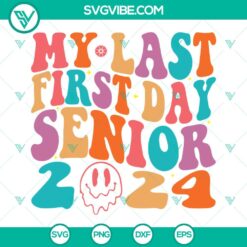 School, SVG Files, Senior 2024 Retro Smiley SVG Image, Senior 24 SVG Download, 4