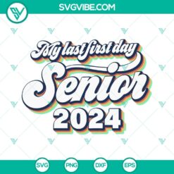 School, SVG Files, Senior 2024 Retro Smiley SVG Image, Senior 24 SVG Download, 3