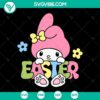 My Melody Bunny Easter SVG with Easter Egg images, for downloadable Easter crafts, DIY projects, or decorations.