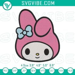 Cartoon Embroidery Designs, Embroidery Designs, My Melody Face Downloadable 22