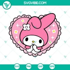 Cartoons, SVG Files, My Melody In Heart SVG Files, Cute Hello Kitty Rabbit SVG 2