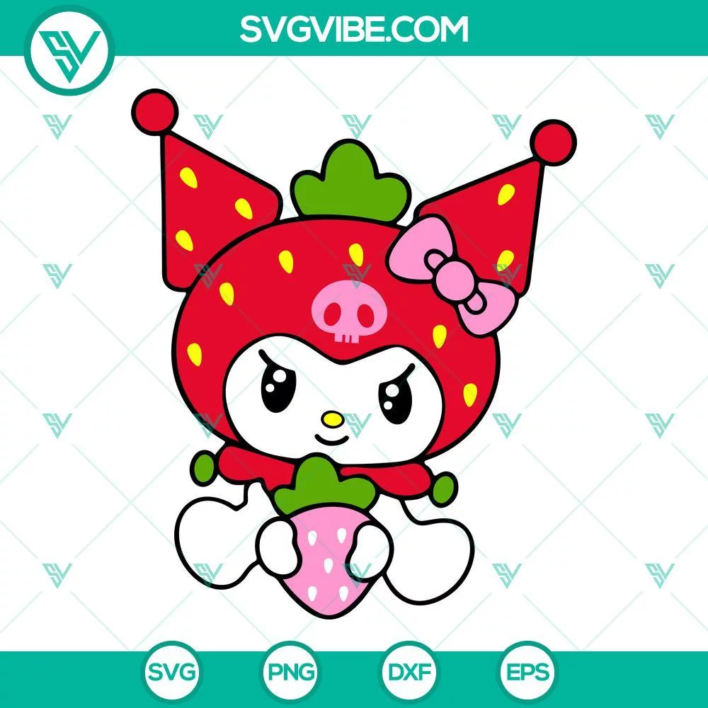 Cartoons, SVG Files, My Melody Kuromi Strawberry SVG Files Bundle, Sanrio 1