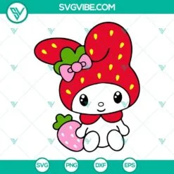 my melody kuromi strawberry svg bundle sanrio strawberry svg png dxf eps 8 mockup