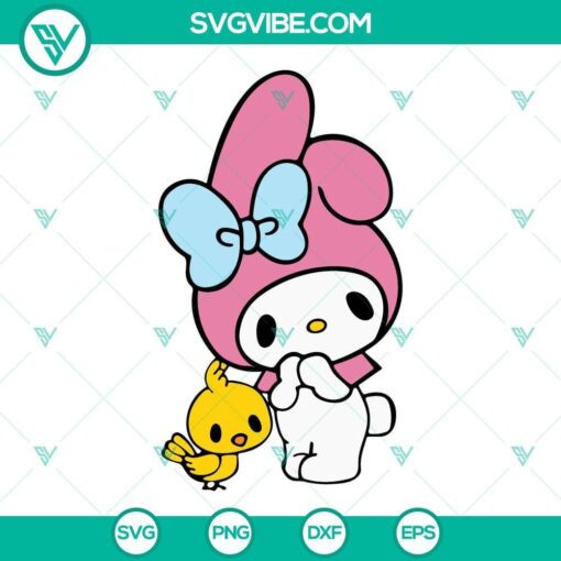 my melody with chicken svg hello kitty rabbit girl svg sanrio svg png dxf eps cricut 7 mockup