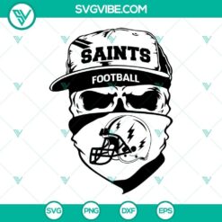 New Orleans Saints skull SVG design for football fans, available in PNG, DXF, and EPS formats for cutting.
