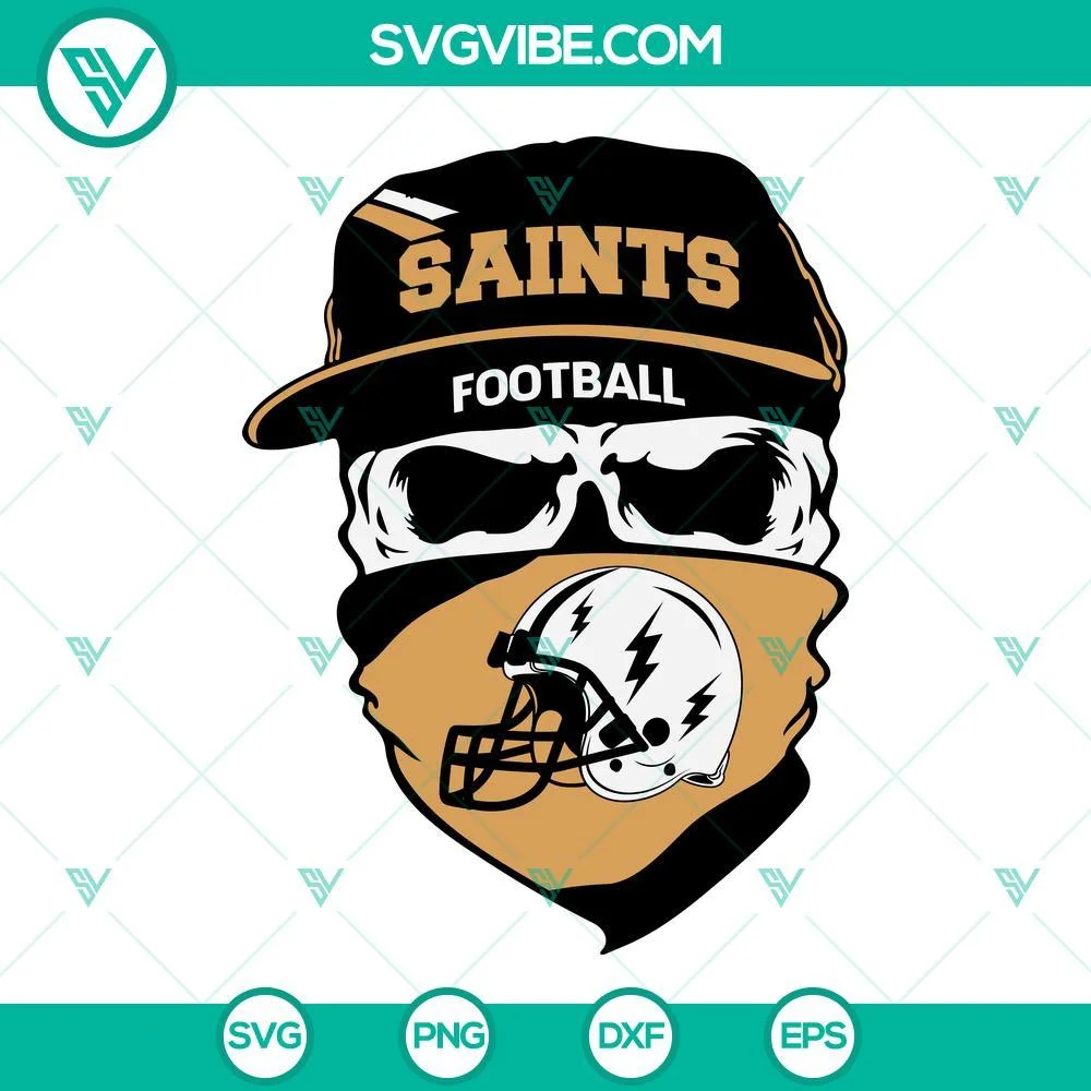 Football, Sports, SVG Files, New Orleans Saints Skull SVG Files, Saints 2