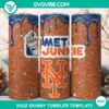 New York Mets Dunkie Junkie Glitter 20oz Tumbler Wrap featuring team logo and sparkling design, PNG file.