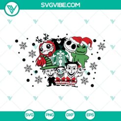 Nightmare Before Christmas Starbucks SVG with full wrap Jack and Sally design, ideal for custom printing projects.