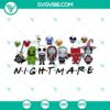 Spooky Nightmare Before Christmas SVG files with Jack Skellington, Sally, and Oogie Boogie characters for download.