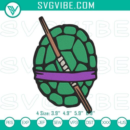 ninja turtle donatello shell embroidery designs tmnt yellow purple embroidery files mockup