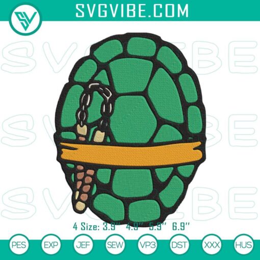 ninja turtle michelangelo shell embroidery designs tmnt yellow turtle embroidery files mockup