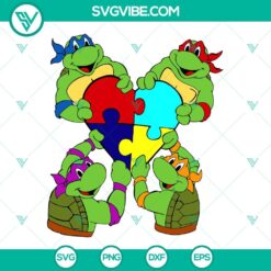 Awareness, Movies, SVG Files, Ninja Turtles Autism Heart SVG Download, Puzzle 12