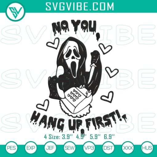 no you hang up first embroidery designs ghostface scream halloween embroidery files mockup