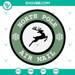 North Pole Air Mail SVG Download, Reindeer Christmas SVG Files PNG DXF EPS Files