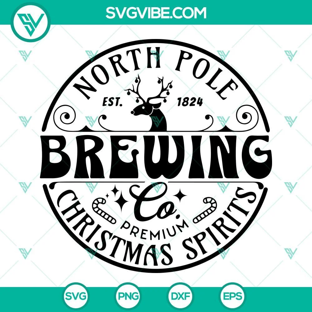 Christmas, SVG Files, North Pole Brewing Co Christmas Spirits SVG Images PNG 1