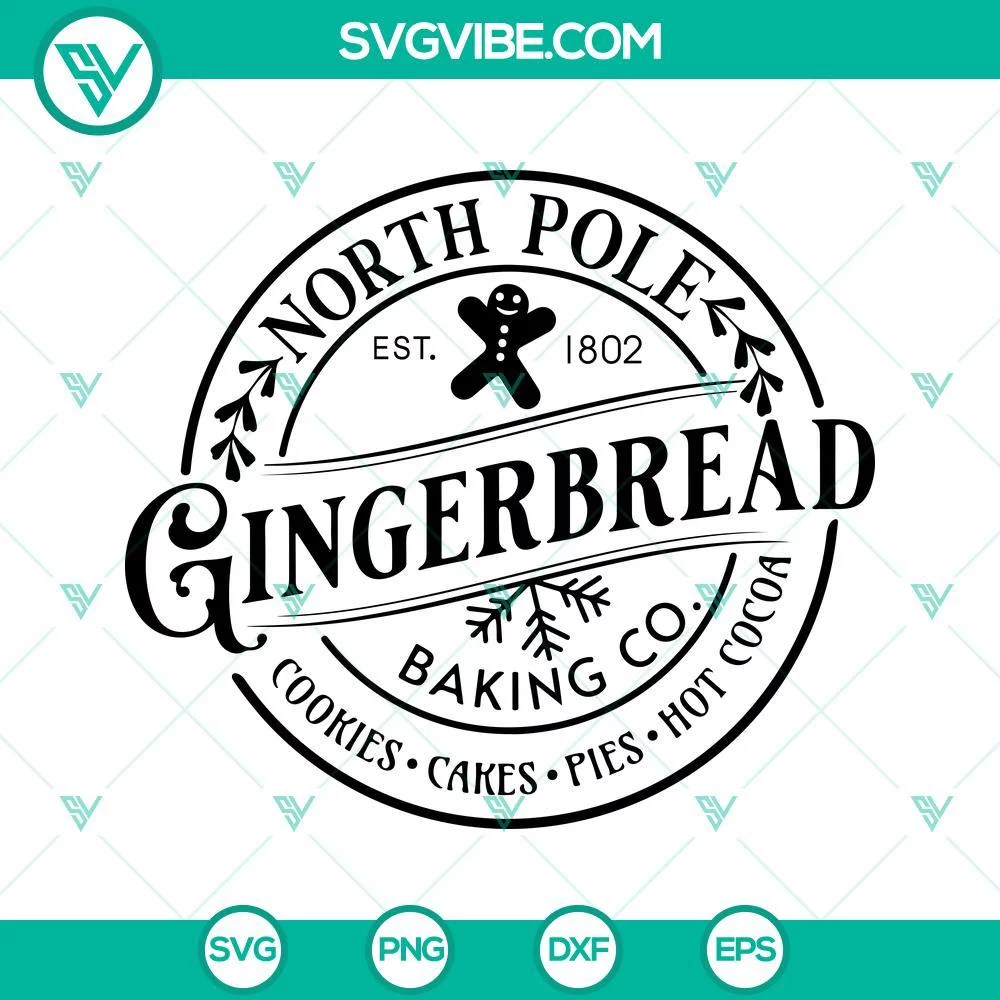 Christmas, SVG Files, North Pole Gingerbread Baking Co SVG Files, Gingerbread 1