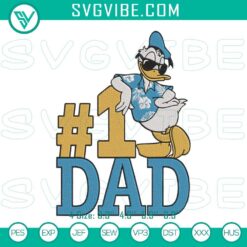 Disney Embroidery Designs, Embroidery Designs, Number 1 Dad Donald Duck 7