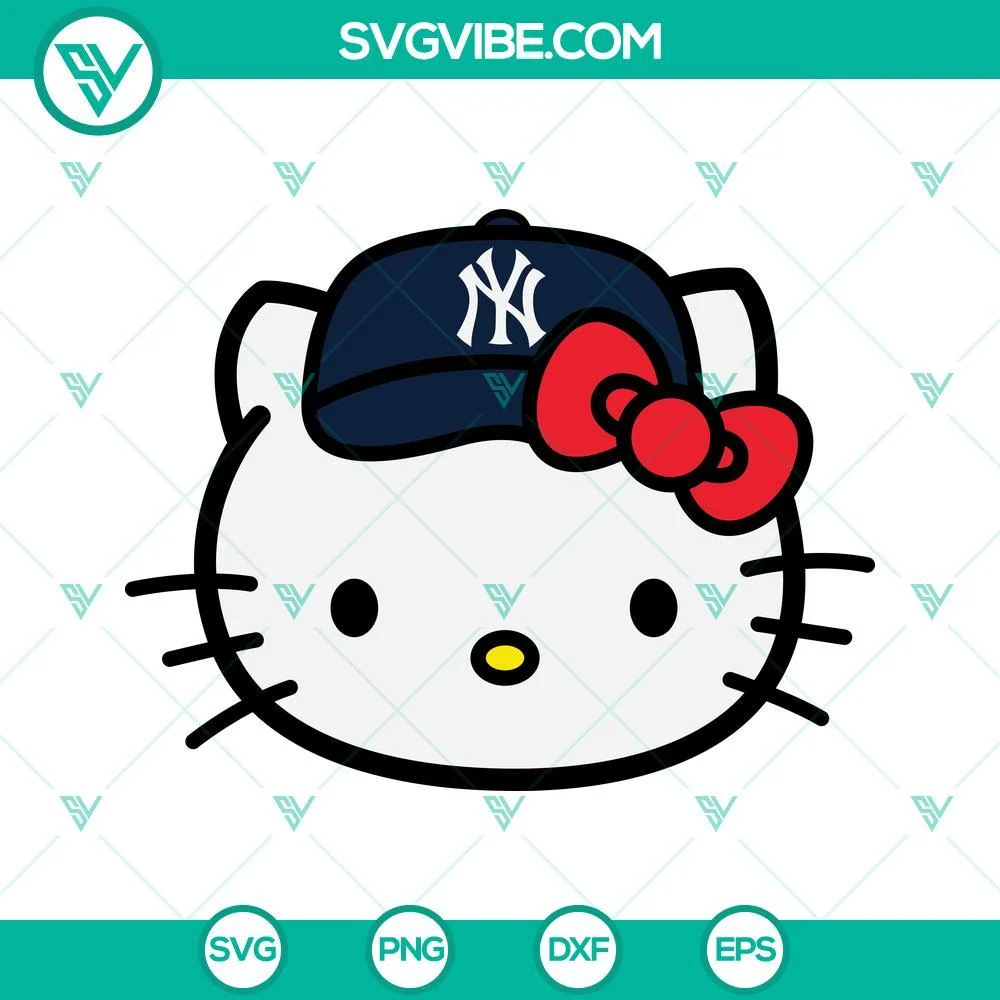 Baseball, Sports, SVG Files, Ny Yankees Hello Kitty SVG Download PNG DXF EPS 1