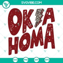 Oklahoma Leopard Lightning Bolt SVG Cut Files with PNG, DXF, and EPS formats for crafting projects.