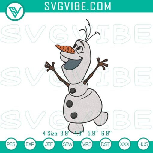 olaf snowman embroidery designs disney frozen character embroidery pes files mockup