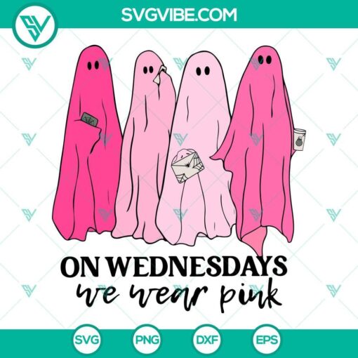 on wednesdays we wear pink svg pink ghosts svg girl halloween svg png dxf eps cricut 6 mockup