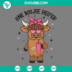 SVG Files, Valentine's Day, One Boujee Heifer Valentine Svg, Highland Cow 1